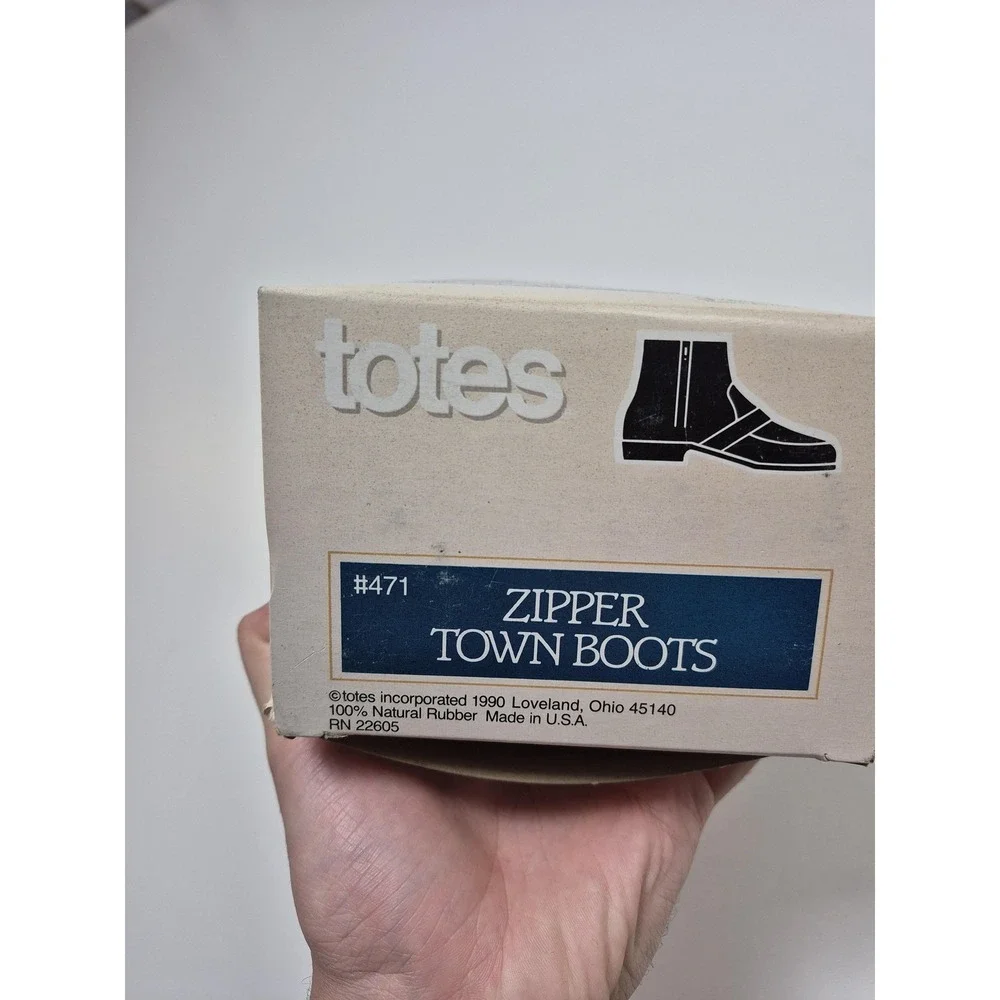 VTG Totes Zipper Town Boots Mens Size 7 Black Rubber Rain USA #471 Waterproof